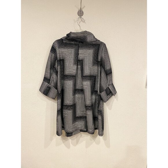 Damee Jacket Womens Large Geometric Pattern 3/4 Sleeve Textured Pockets - Picture 5 of 5